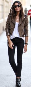 Jeans with a biker jacket