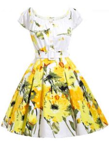 Belted Floral Print High Waist Flare Dress_R361.56_Rosegal