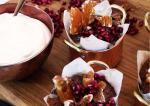 Orange & Anise Malva Puddings With Pecan Brittle & Whipped Cream